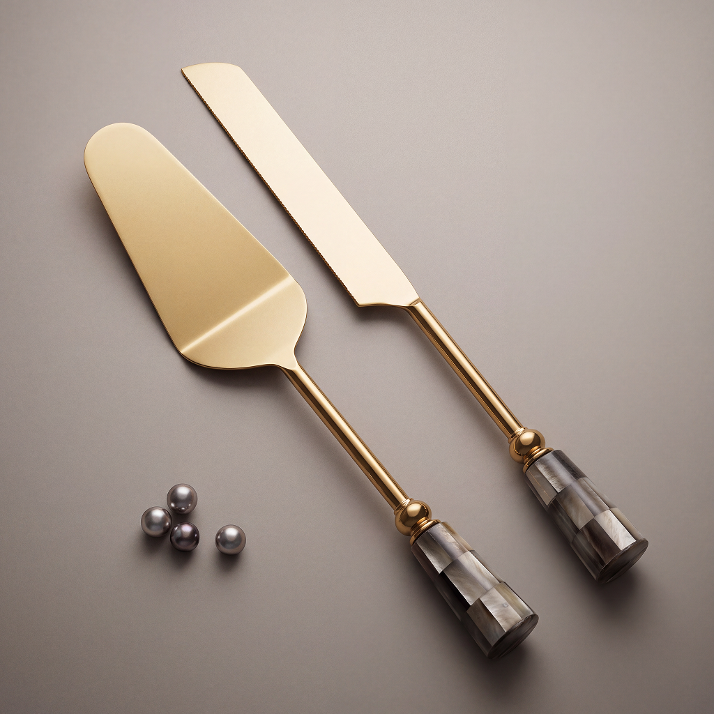 Black mother-of-pearl cake set of 2 (knife with cake lifting spatula)