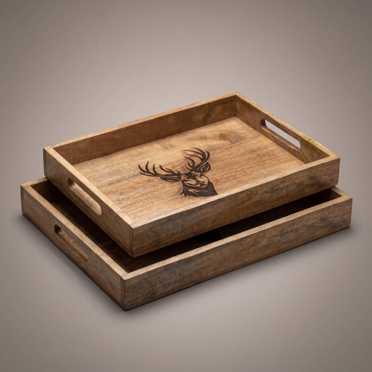 Black Reindeer rectangular trays (set of 2 sizes)