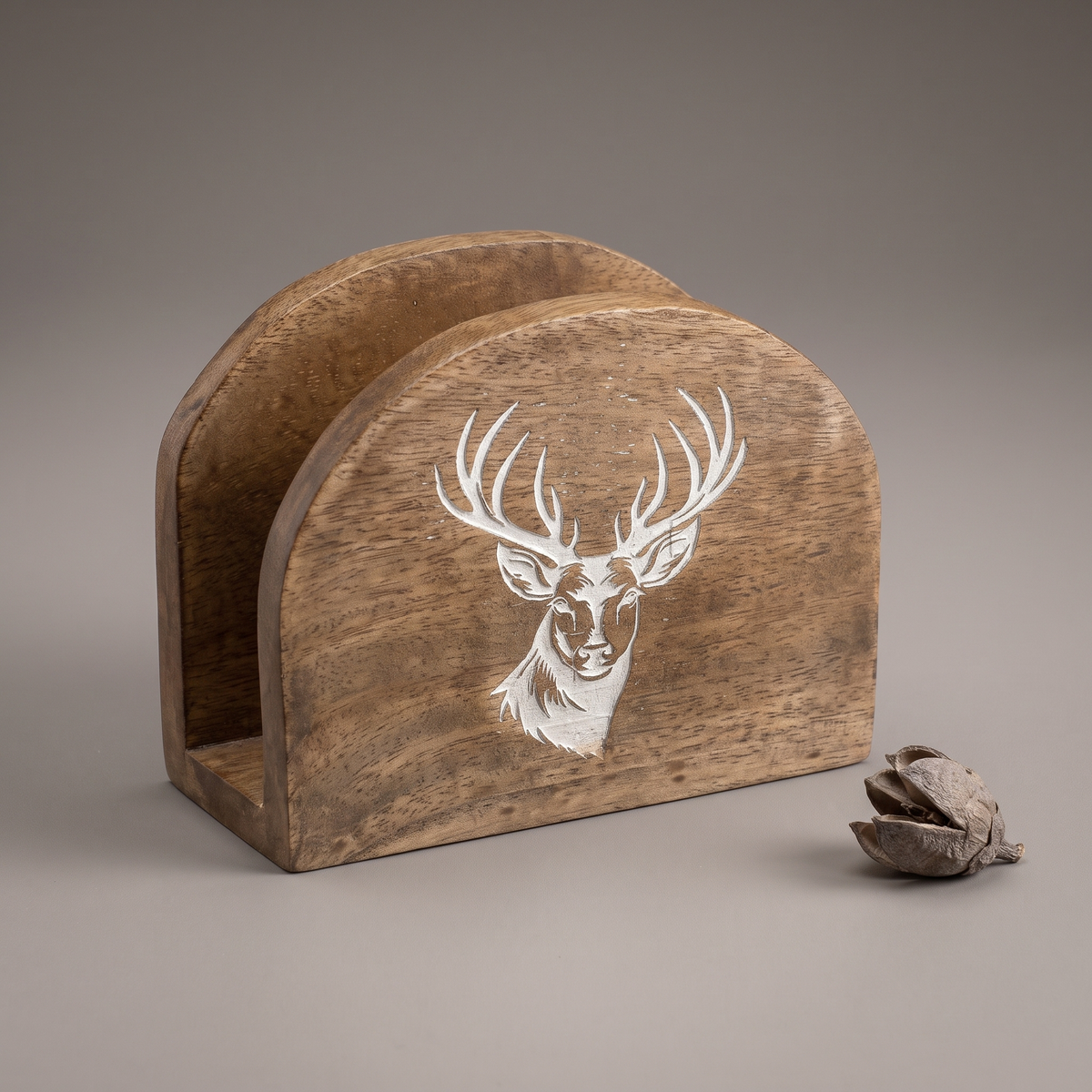 White Reindeer napkin stand