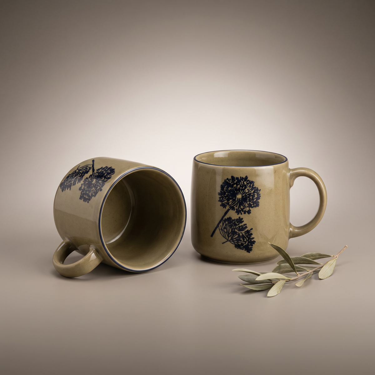 Olive & Dandelion coffee mugs (set of 2)