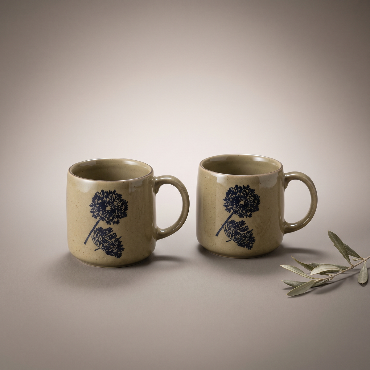 Olive & Dandelion coffee mugs (set of 2)