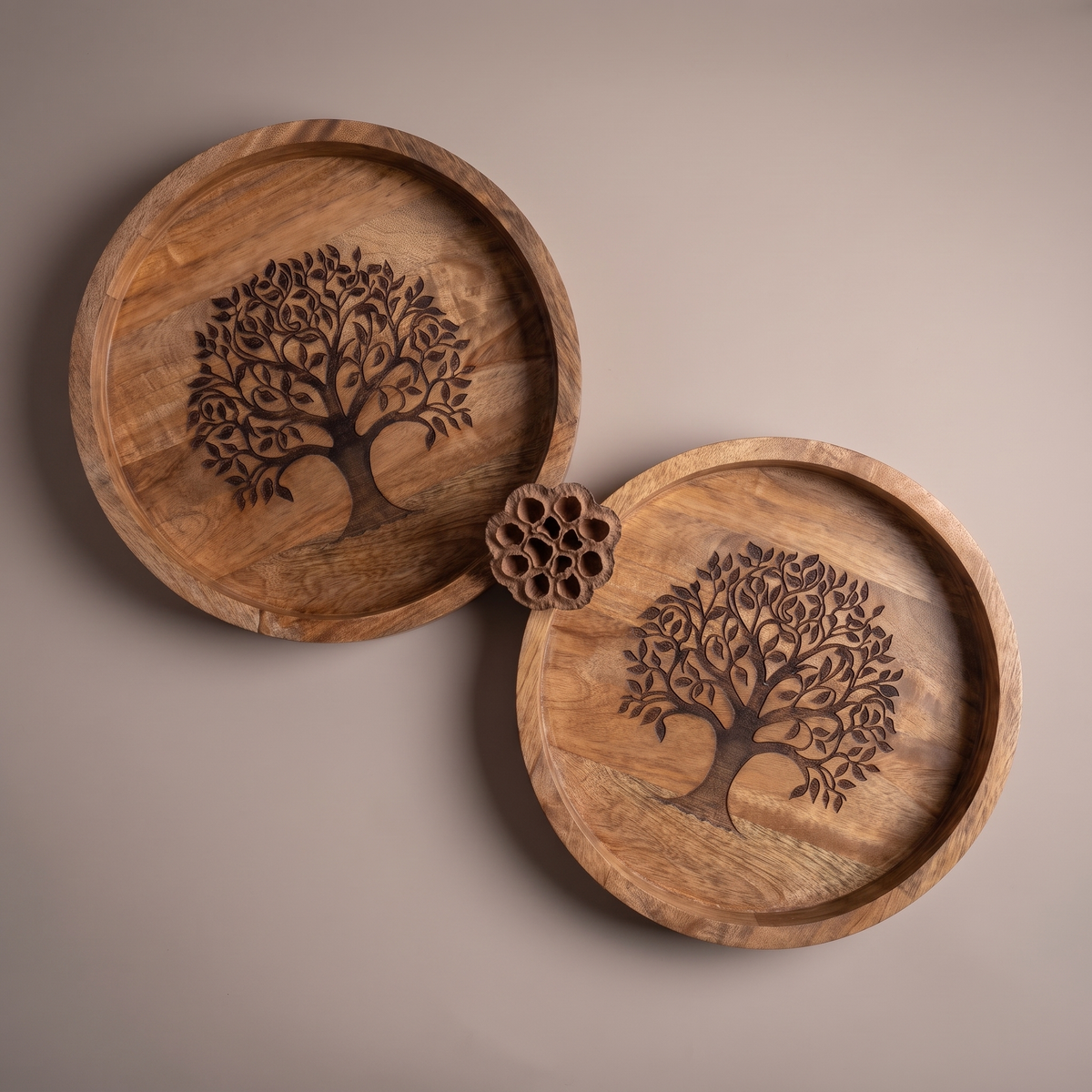 Black Tree of Life round trays (set of 2)