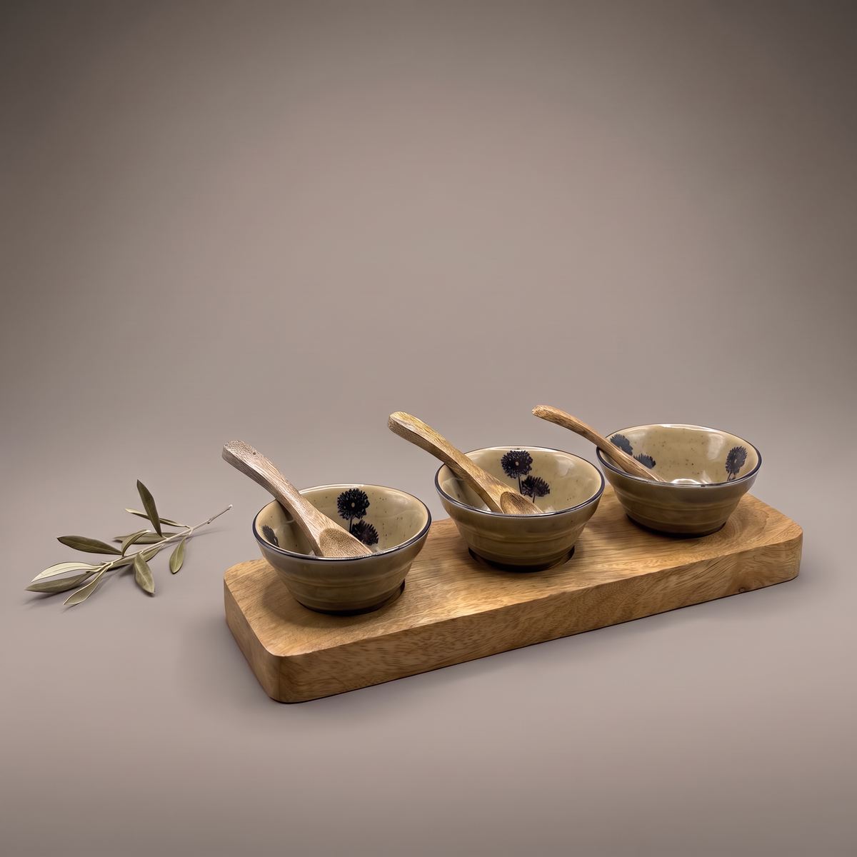 Olive & Dandelion triple dip tray