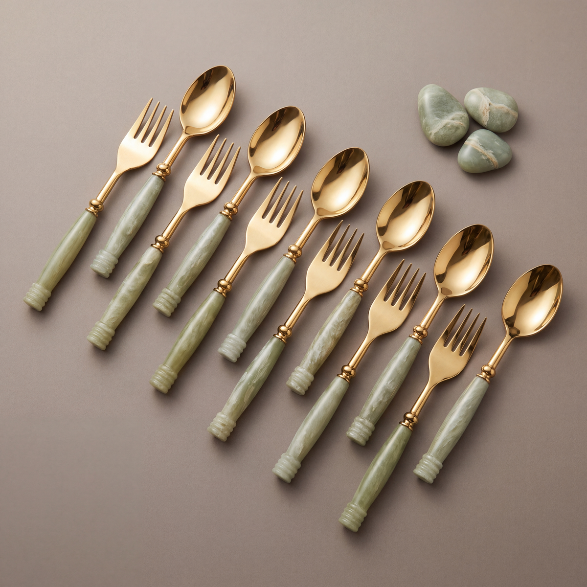 Jade dinner spoons & forks (set of 12)