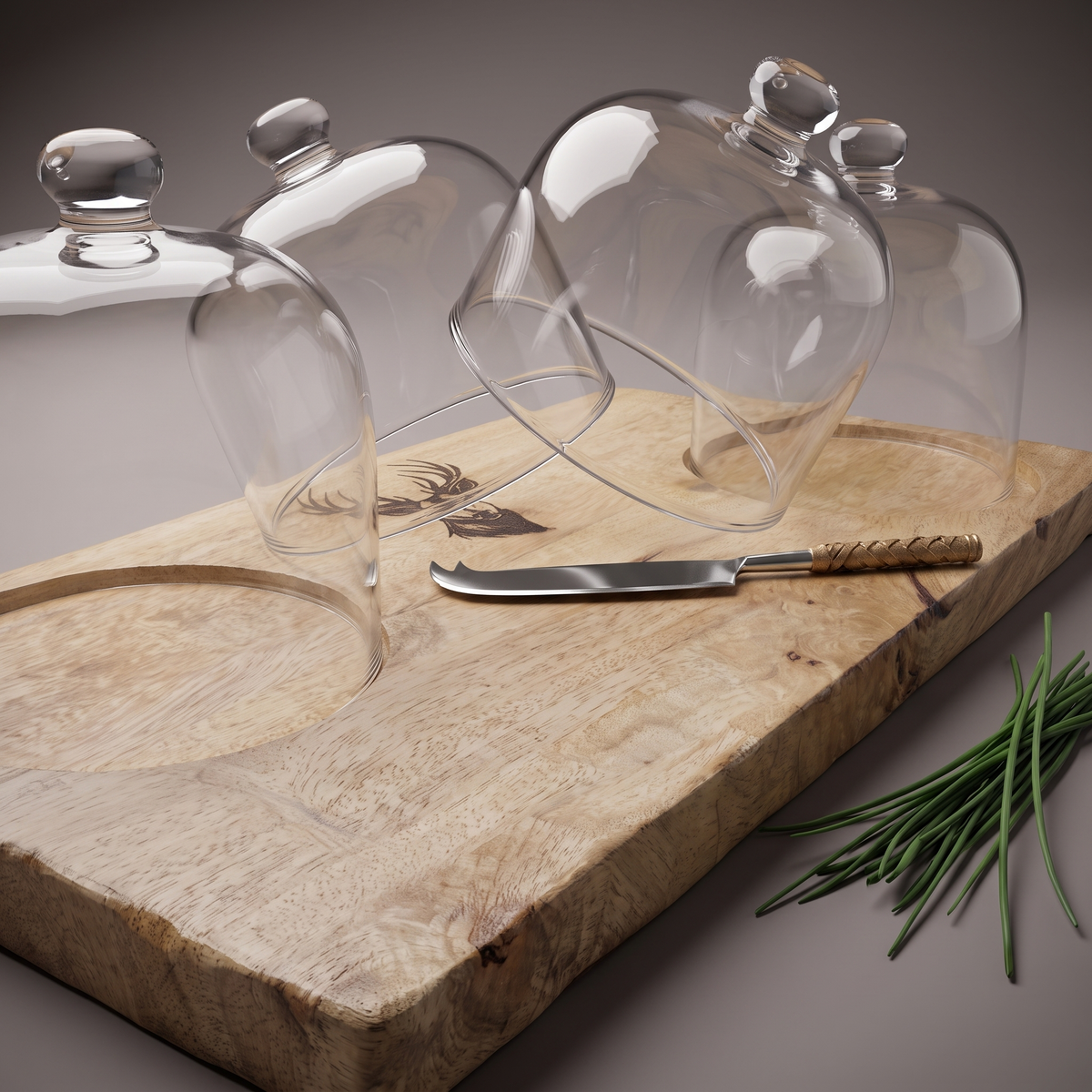 Black Reindeer cheese platter (double glass dome)