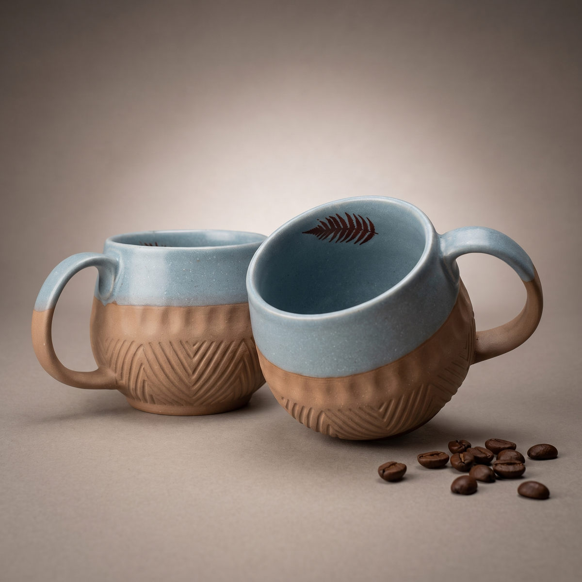 Dual Tone embossed coffee mugs (set of 2)