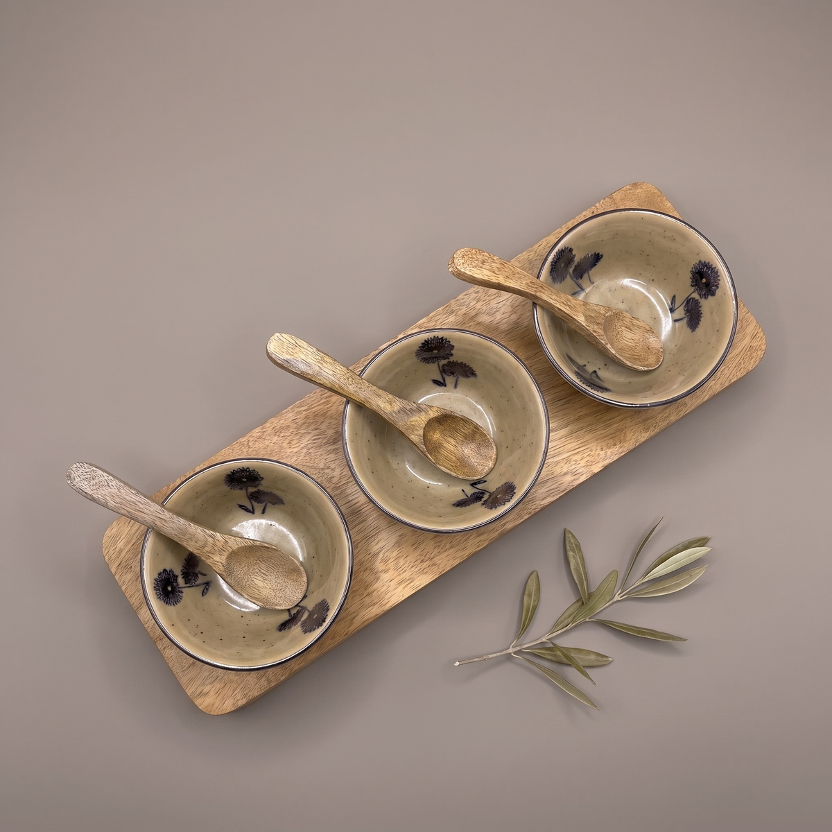 Olive & Dandelion triple dip tray
