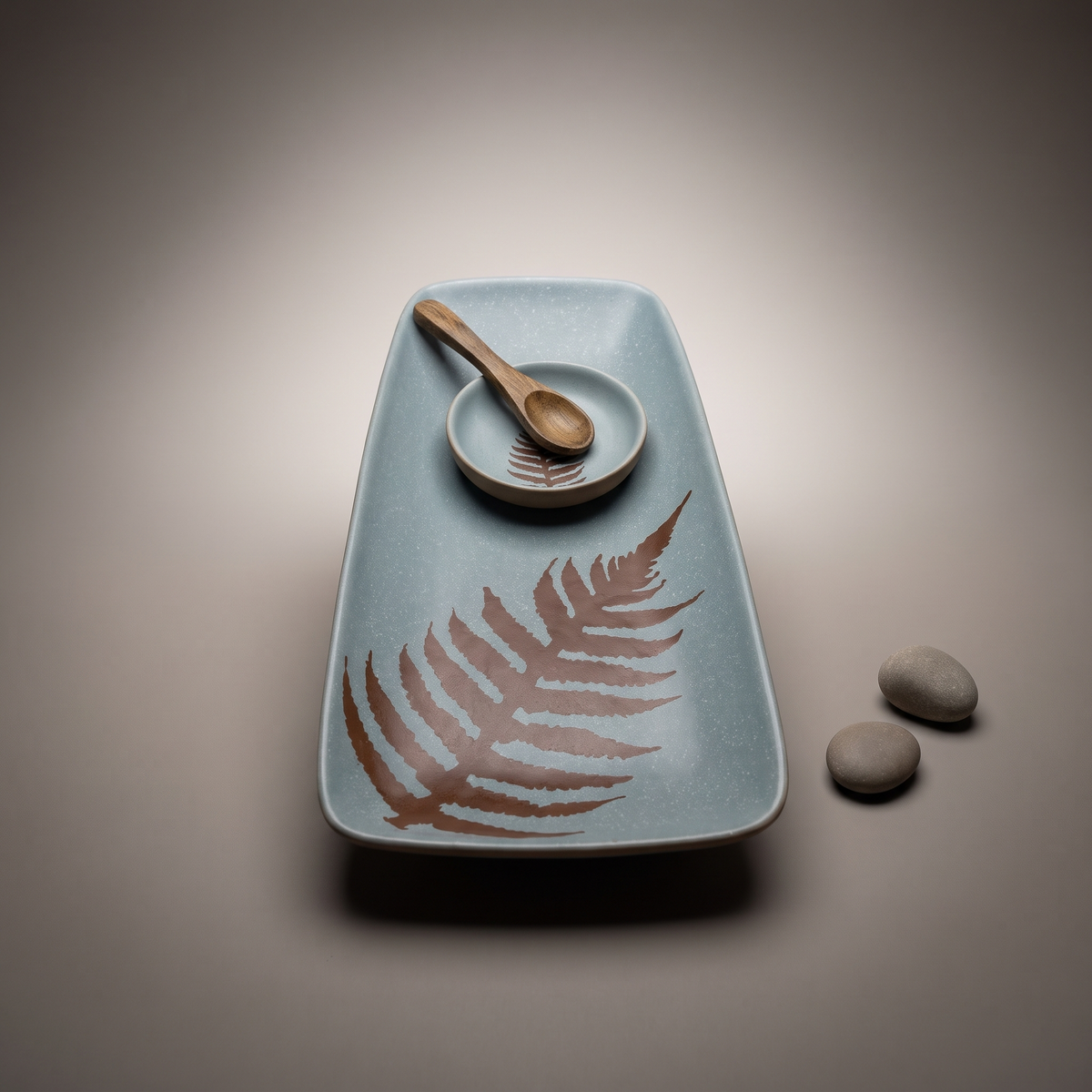 Dual Tone medium rectangular platter (with dip bowl & spoon)