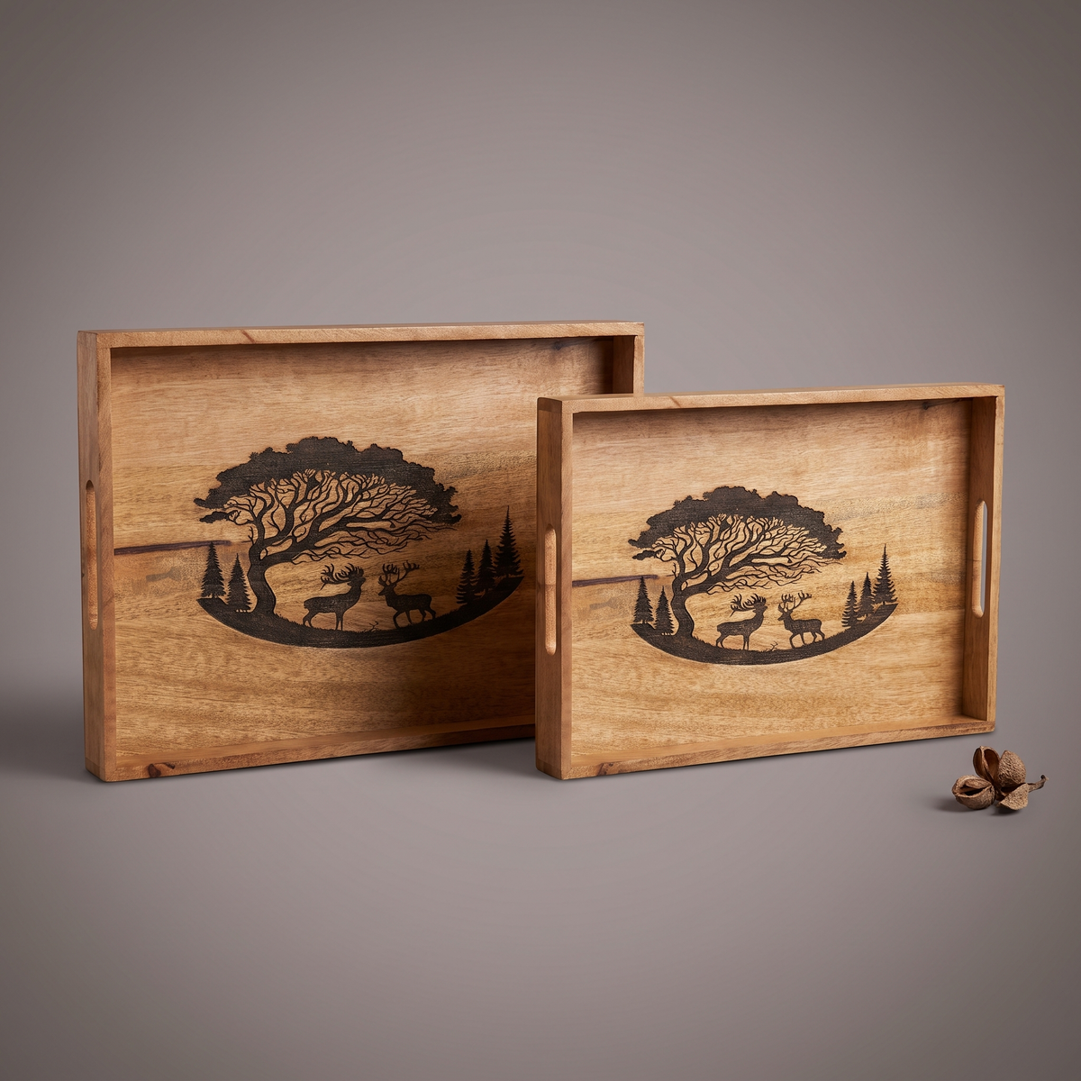 Forest Silhouette Black rectangular trays (set of 2)