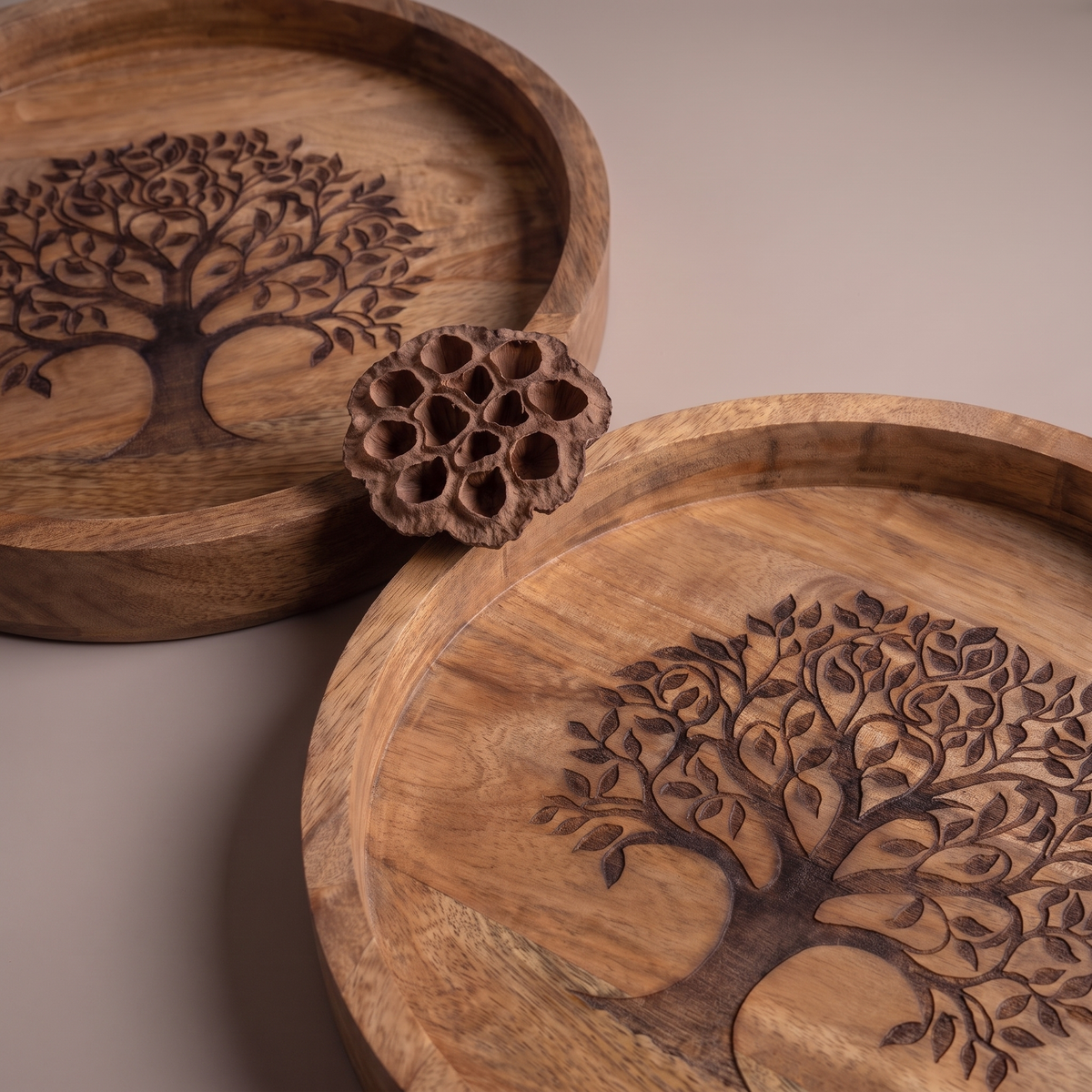 Black Tree of Life round trays (set of 2)