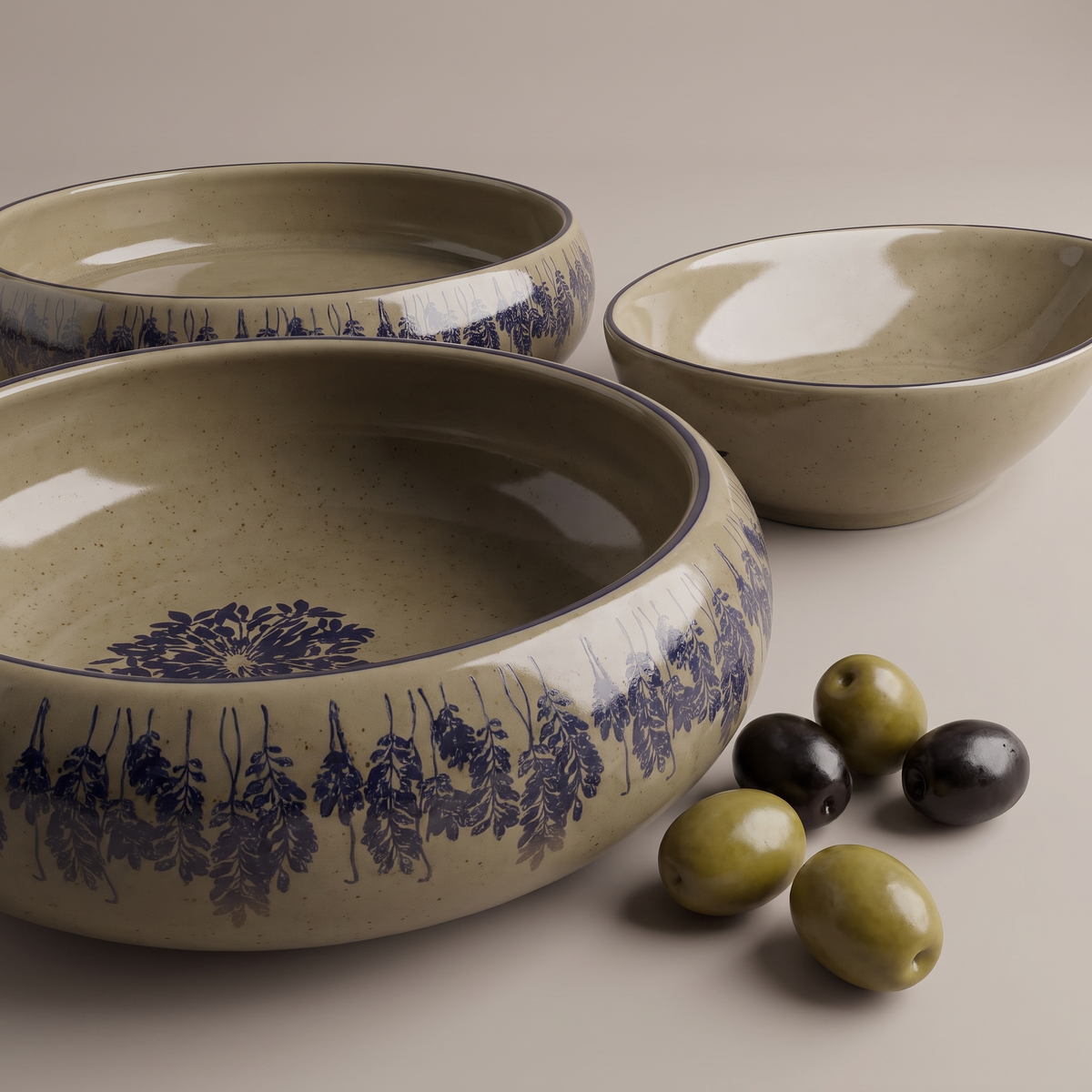 Olive & Dandelion serving bowls (set of 3)