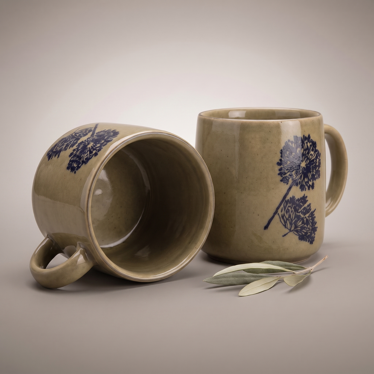 Olive & Dandelion coffee mugs (set of 2)