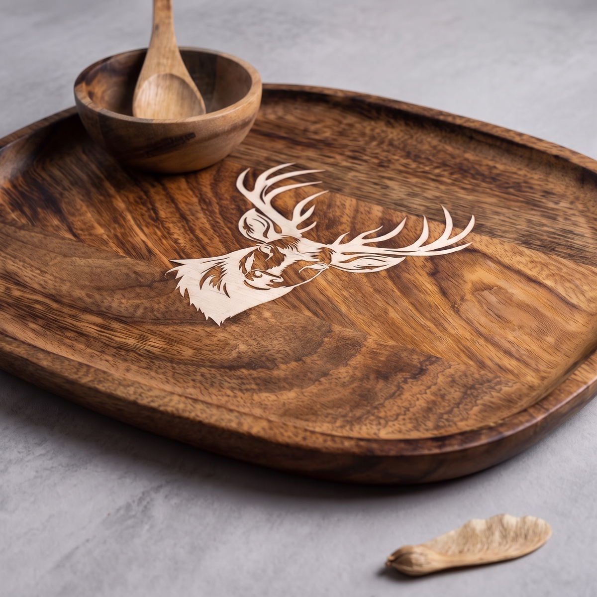 White Reindeer square platter (with dip bowl and spoon)