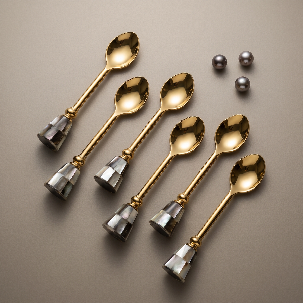 Black mother-of-pearl coffee spoons (set of 6)