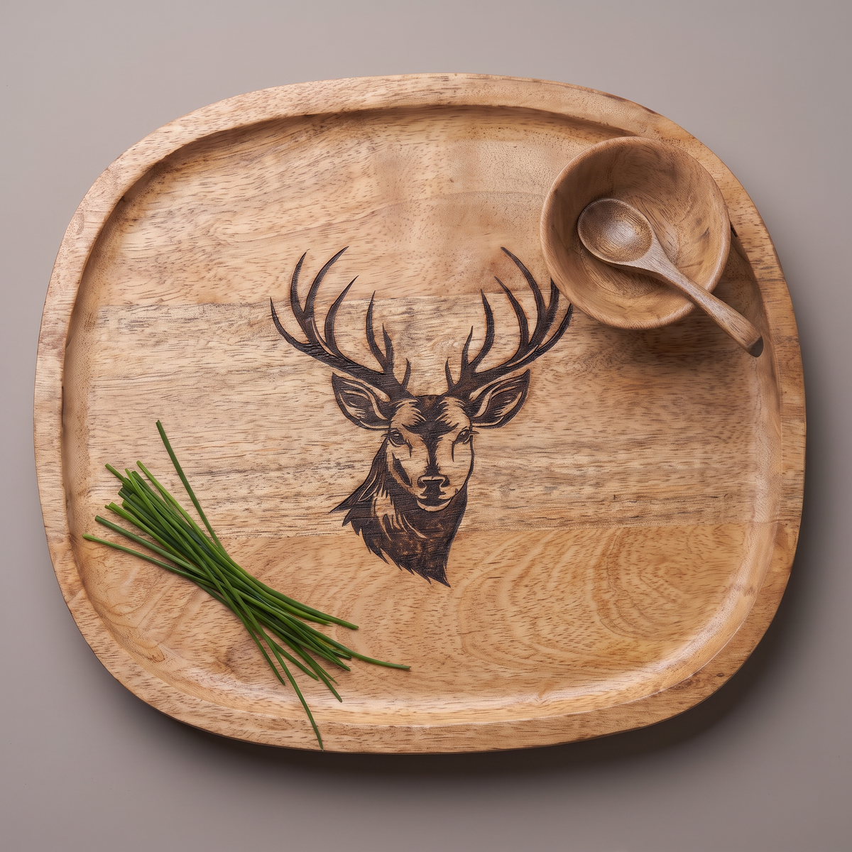 Black Reindeer square platter (with dip bowl and spoon)