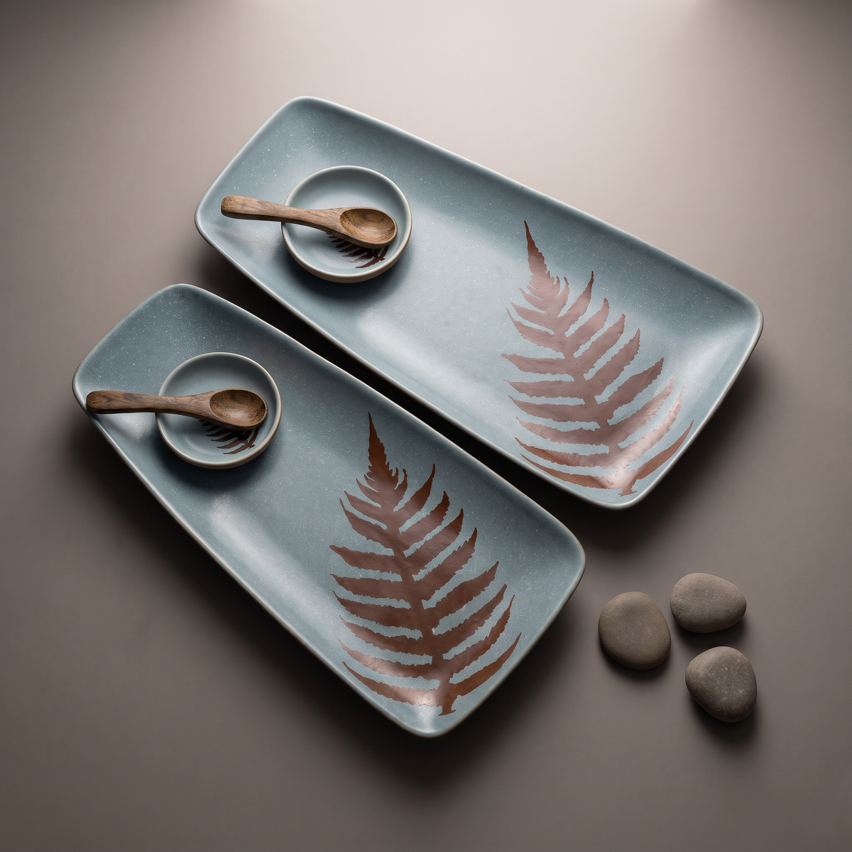 Dual Tone medium rectangular platter (with dip bowl & spoon)