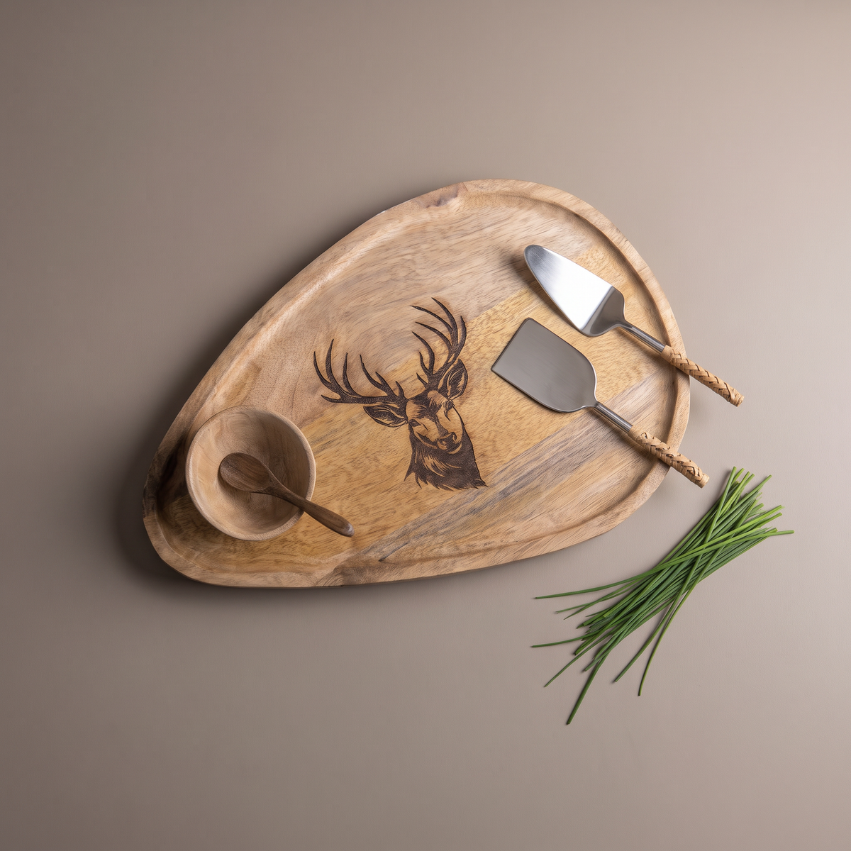 Black Reindeer oval platter (with dip bowl and spoon)