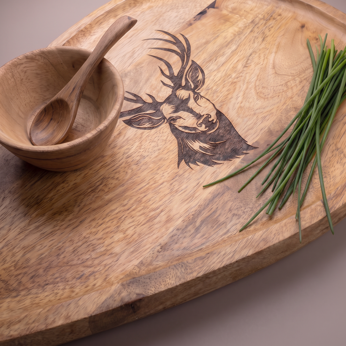Black Reindeer oval platter (with dip bowl and spoon)