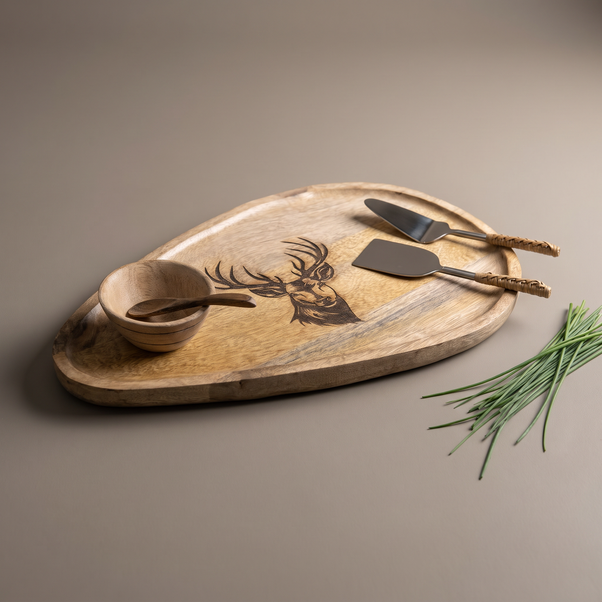 Black Reindeer oval platter (with dip bowl and spoon)