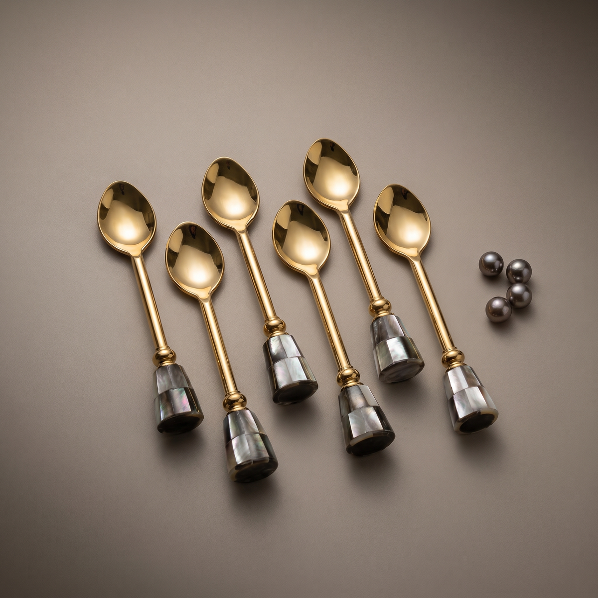 Black mother-of-pearl coffee spoons (set of 6)