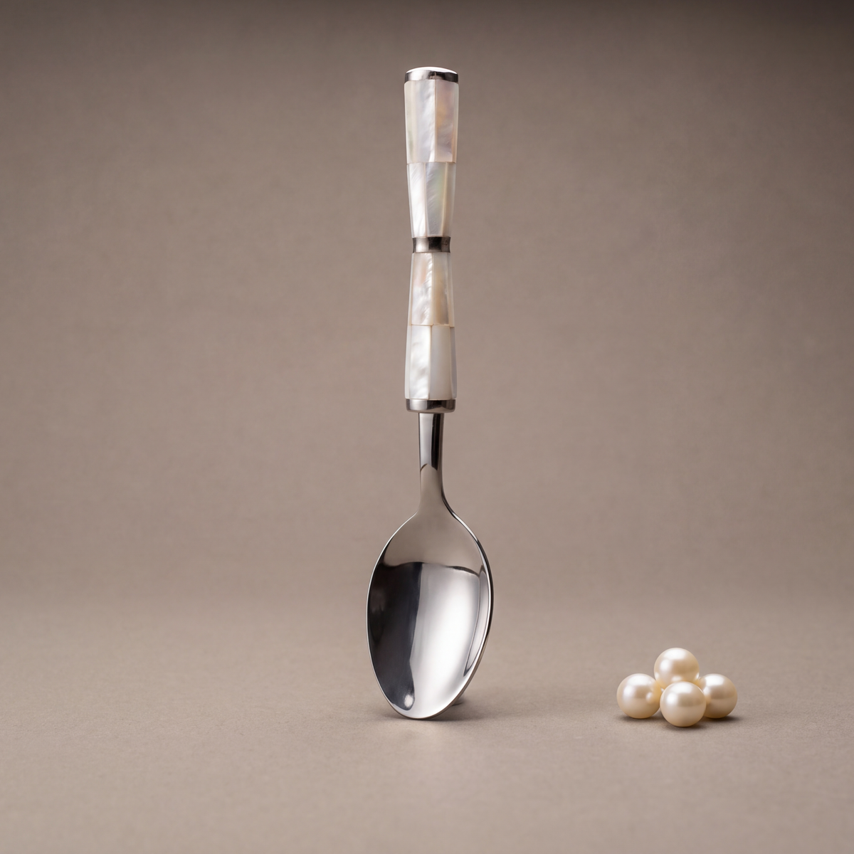 White mother-of-pearl dinner spoons & forks (set of 12)