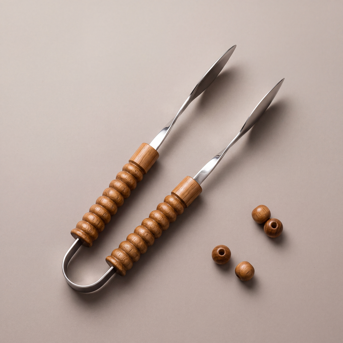 Wood pastry tong