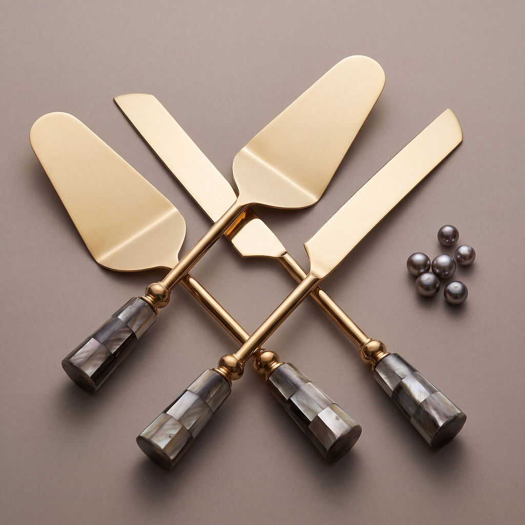 Black mother-of-pearl cake set of 2 (knife with cake lifting spatula)