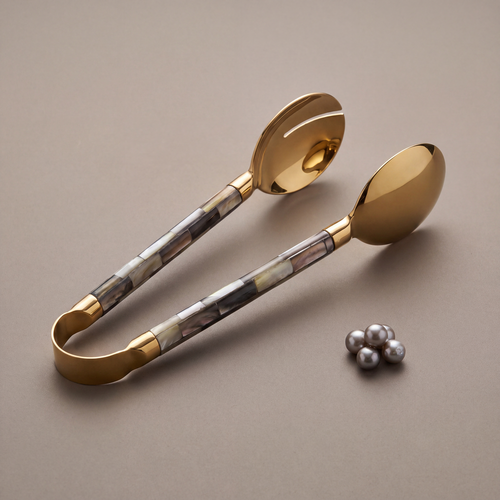 Black mother-of-pearl pastry tong