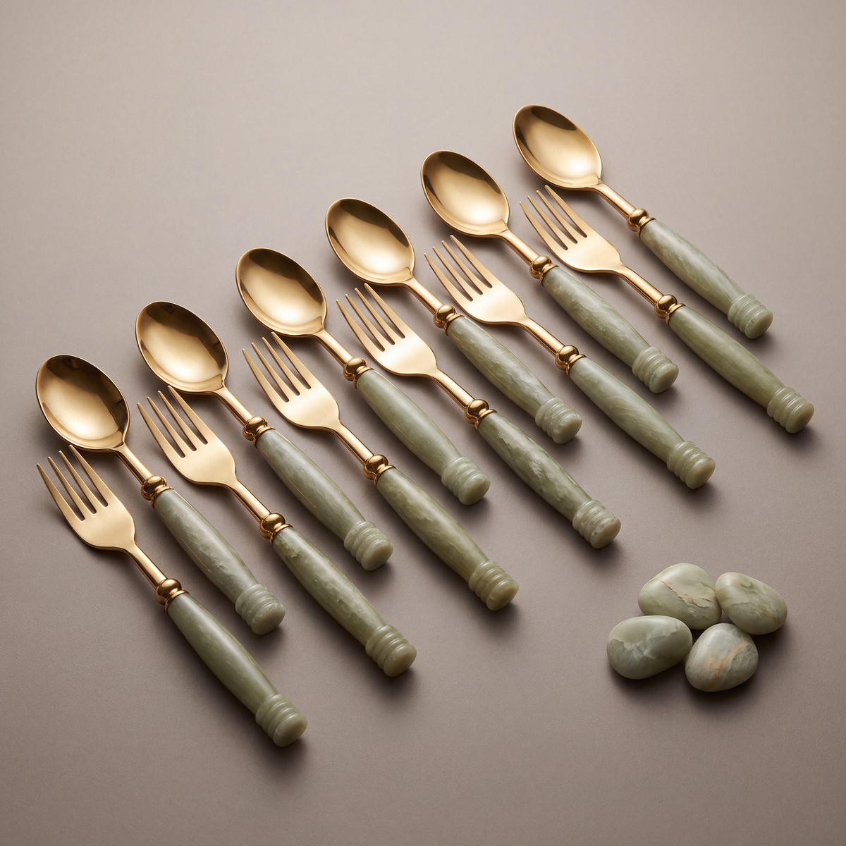 Jade dinner spoons & forks (set of 12)