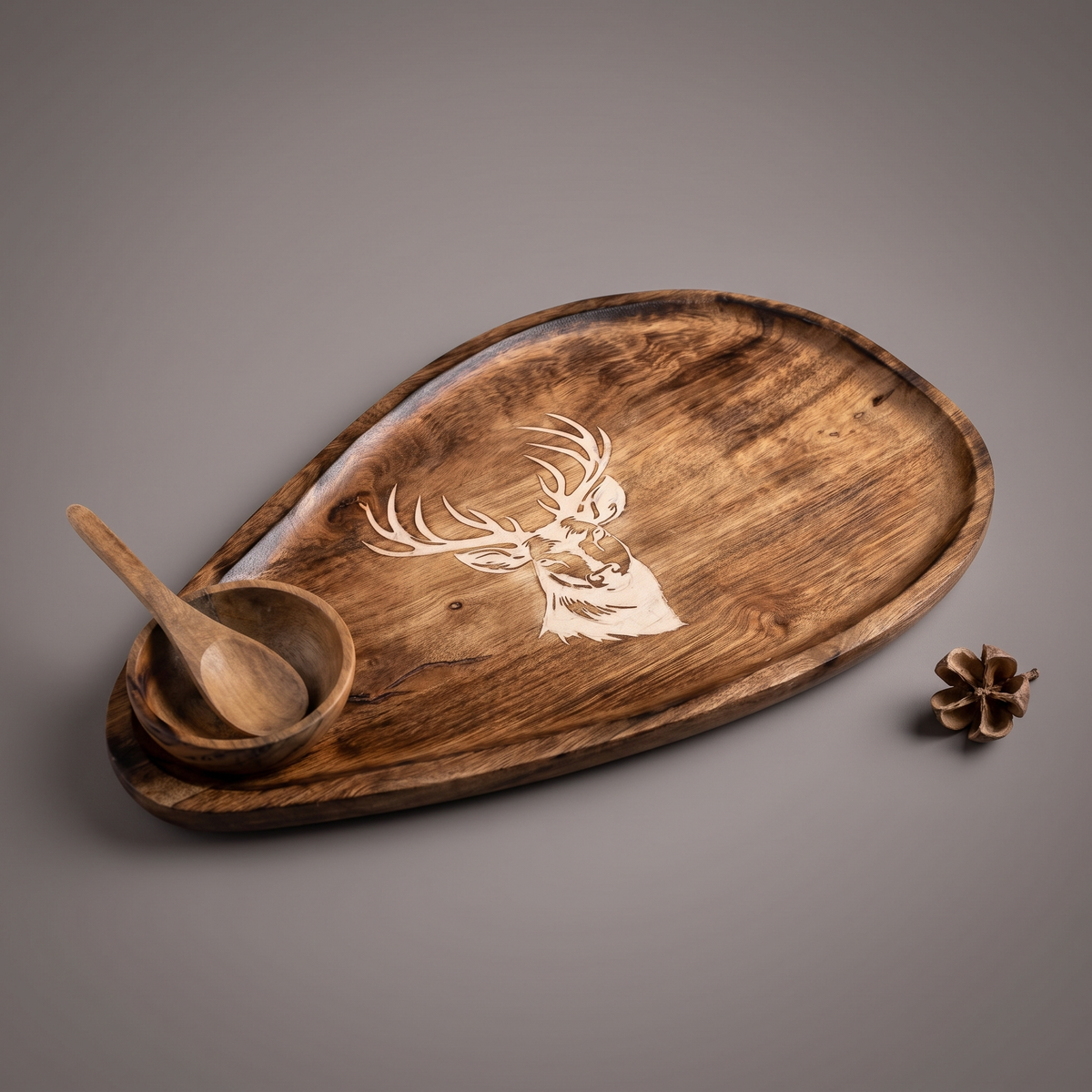 White Reindeer oval platter (with dip bowl and spoon)