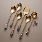 Black mother-of-pearl serving set of 6