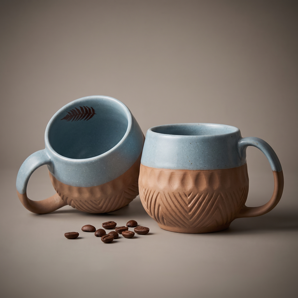 Dual Tone embossed coffee mugs (set of 2)