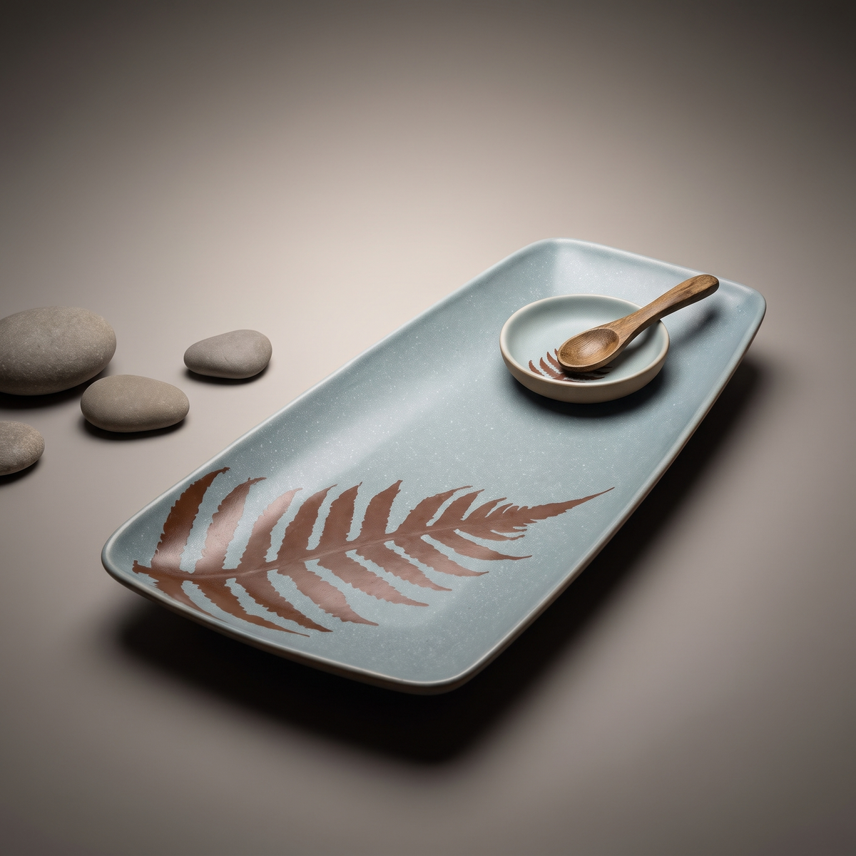 Dual Tone medium rectangular platter (with dip bowl & spoon)