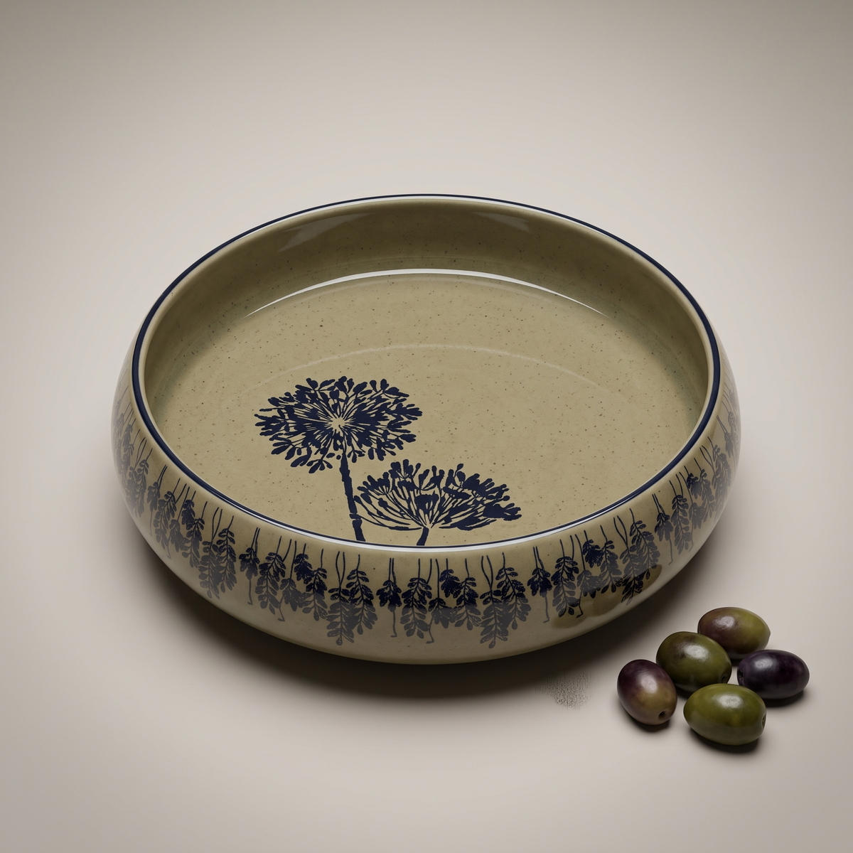 Olive & Dandelion round salad bowl