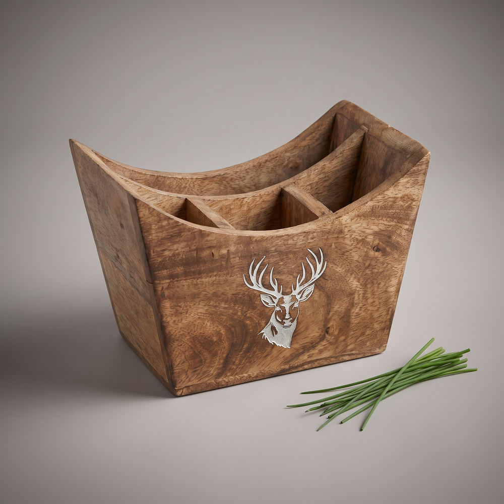 White Reindeer cutlery caddy
