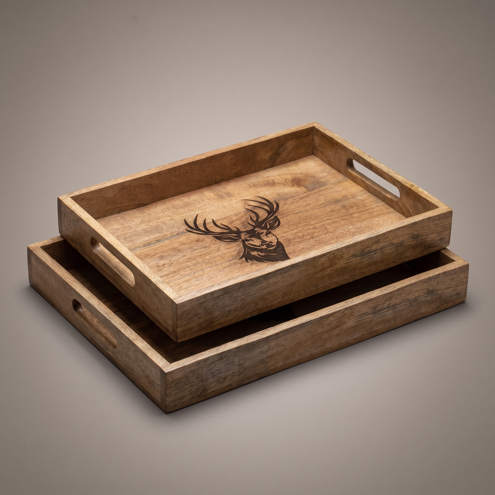 Black Reindeer rectangular trays (set of 2 sizes)