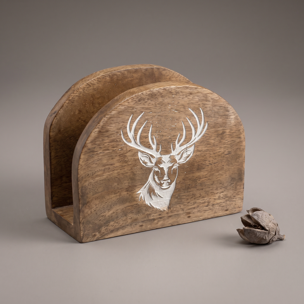 White Reindeer napkin stand