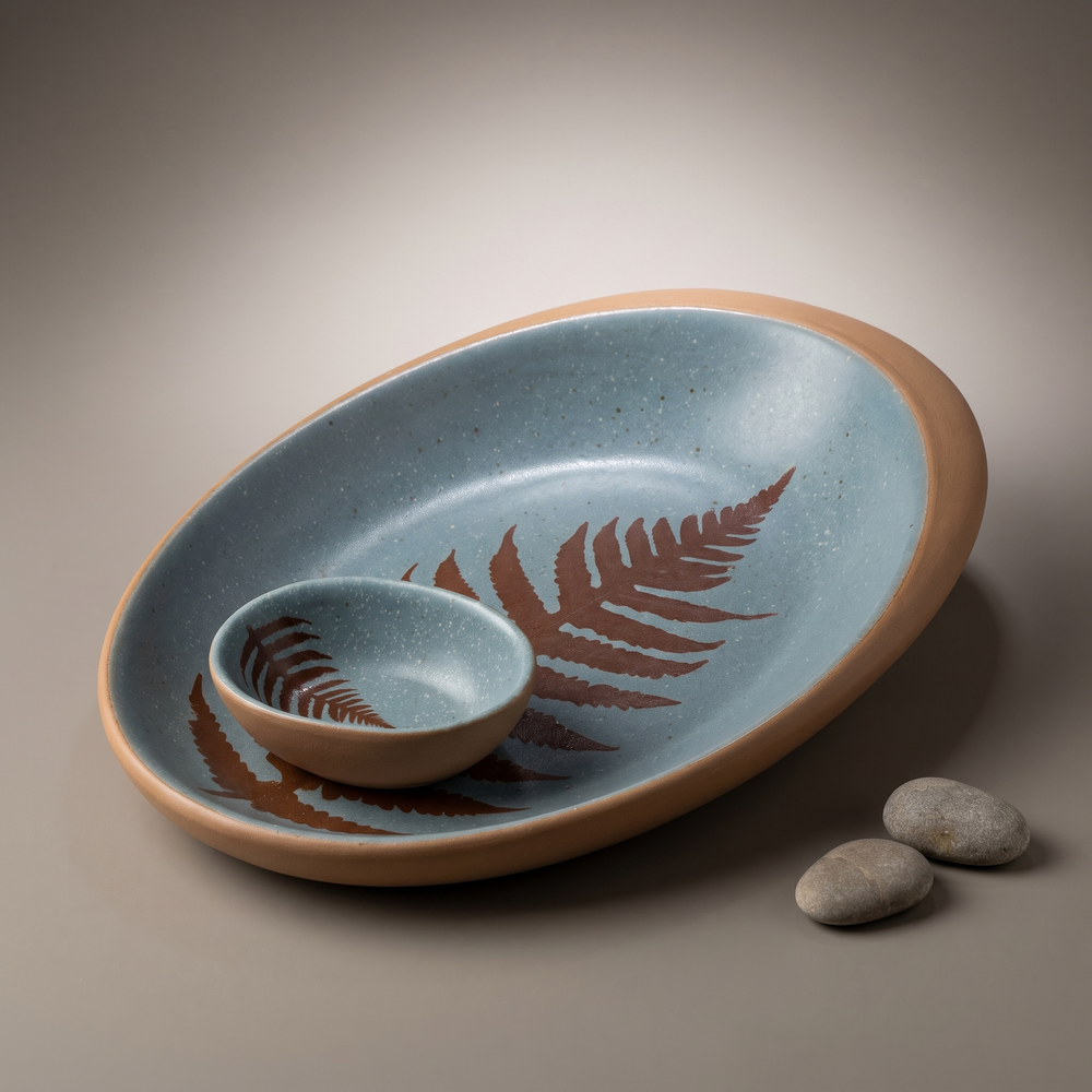 Dual Tone oval platter (with dip bowl & spoon)