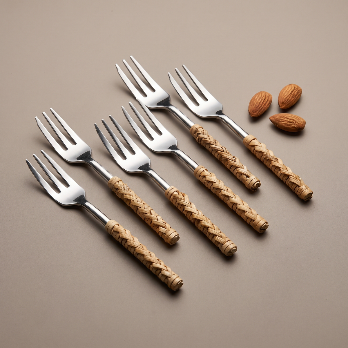 Rattan cocktail forks (set of 6)