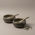 Olive & Dandelion soup bowls with spoons (set of 4)