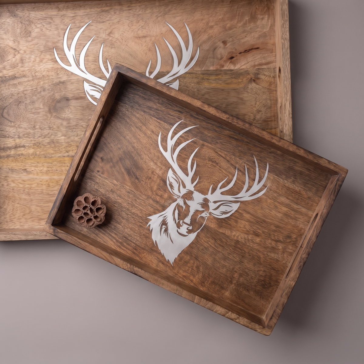 White Reindeer rectangular trays (set of 2 sizes)
