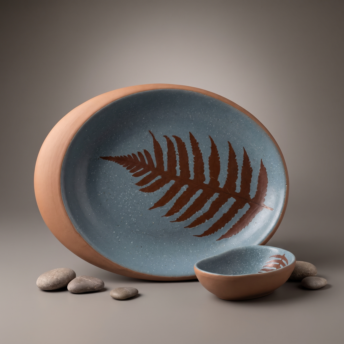 Dual Tone oval platter (with dip bowl & spoon)