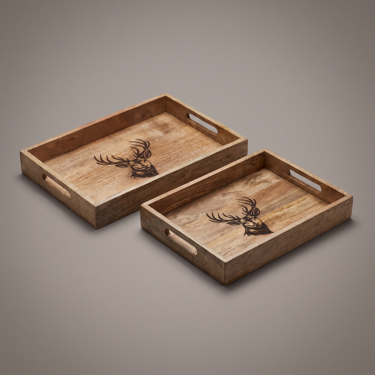 Black Reindeer rectangular trays (set of 2 sizes)