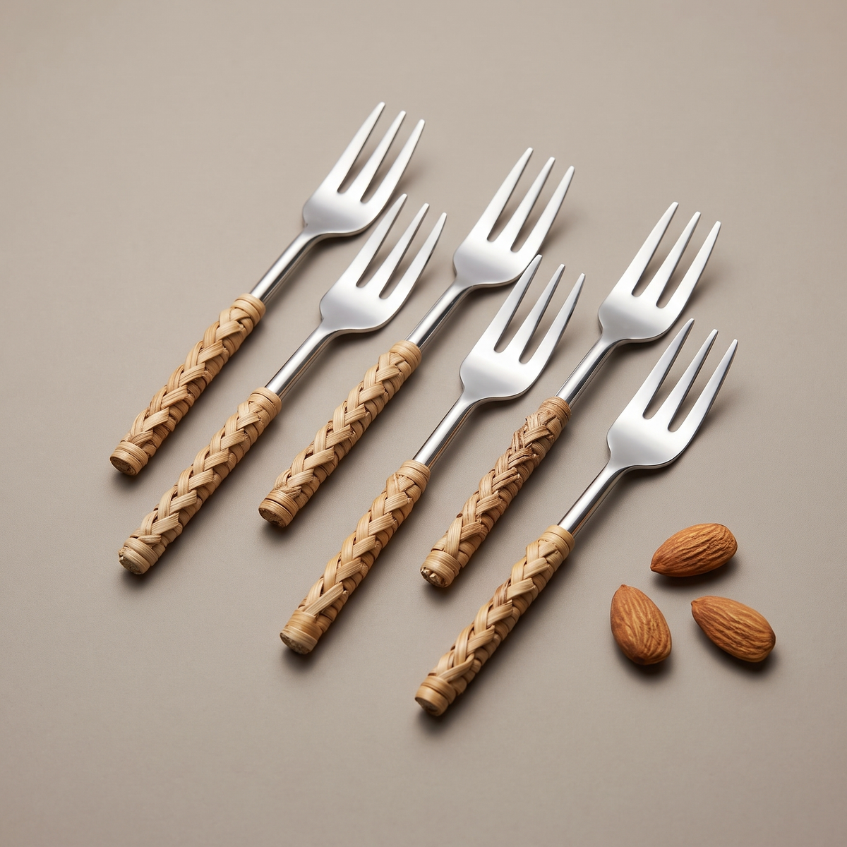 Rattan cocktail forks (set of 6)