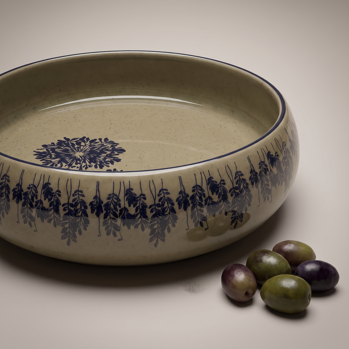 Olive & Dandelion round salad bowl