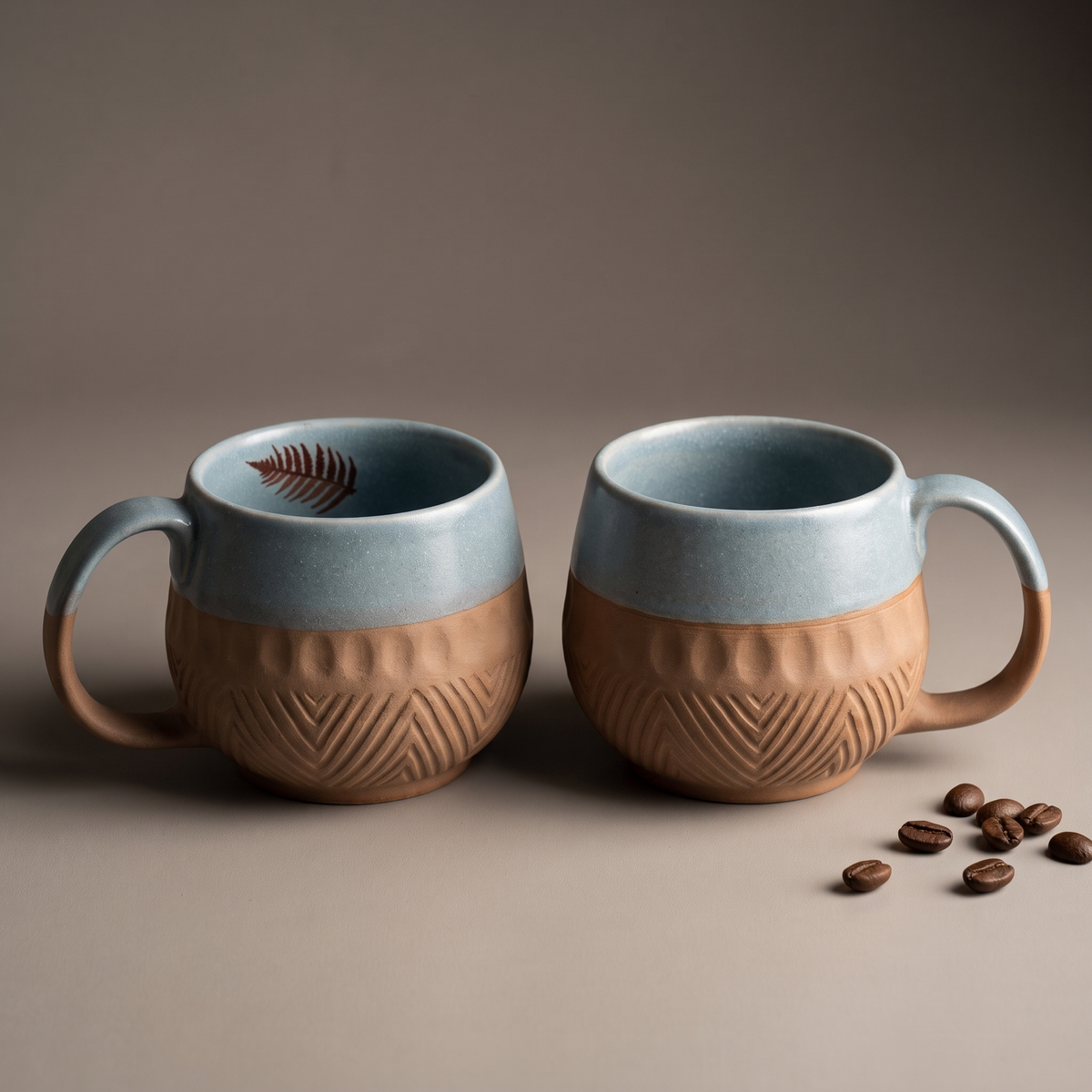 Dual Tone embossed coffee mugs (set of 2)