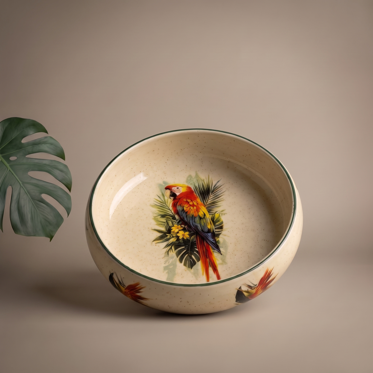 Tropical round salad bowl