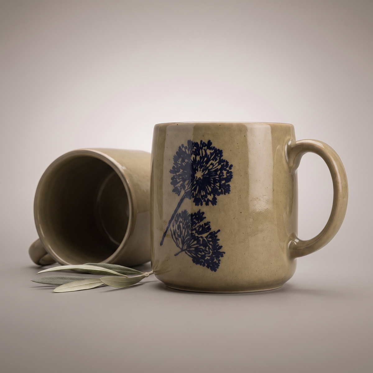 Olive & Dandelion coffee mugs (set of 2)