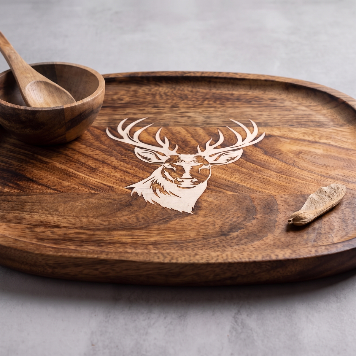 White Reindeer square platter (with dip bowl and spoon)