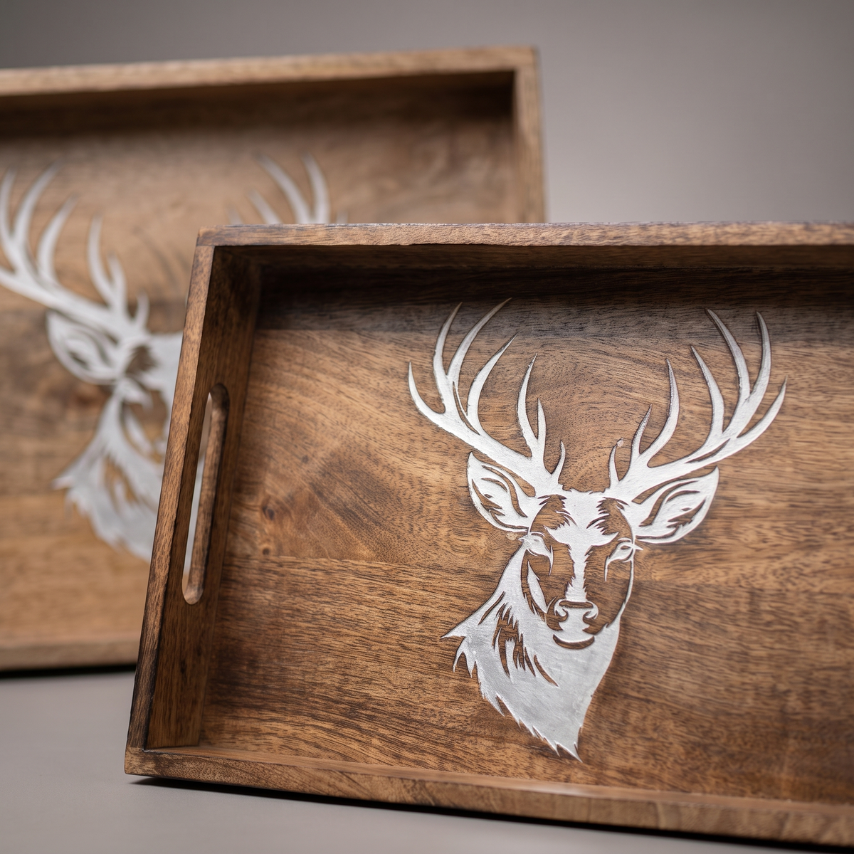 White Reindeer rectangular trays (set of 2 sizes)